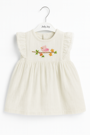 Jolly Joy Kuş Desenli Kız Bebek Elbisesi